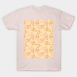 Cute summer food with outline ice cream contours T-Shirt